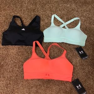 Lot of 3 Sports Bra Under Armour and Adidas size Small